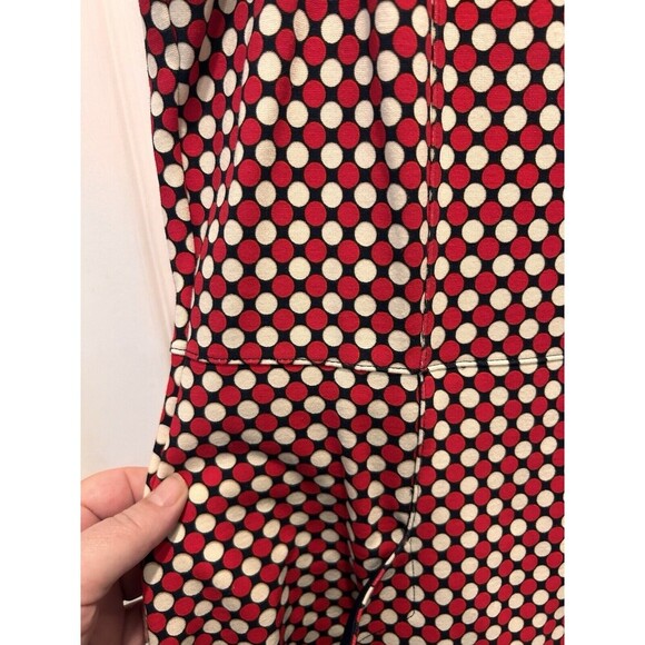 Lands' End Red White Blue Geo Print Sleeveless Scuba Sheath Dress 14 Pockets - Picture 4 of 8